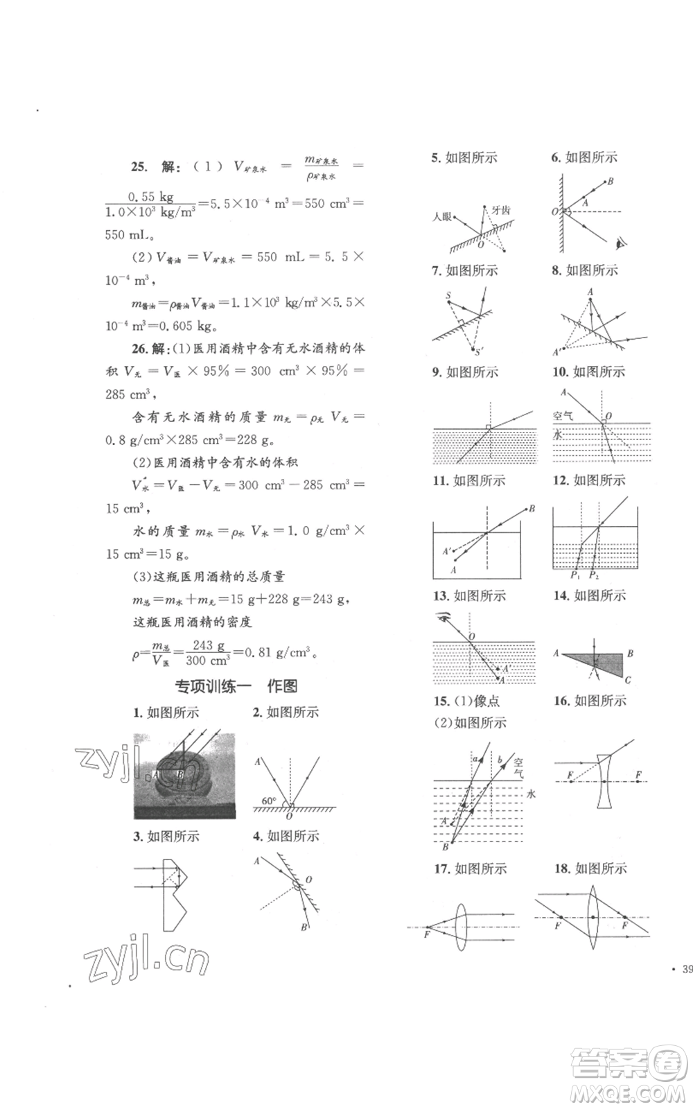 湖南教育出版社2022學(xué)科素養(yǎng)與能力提升八年級(jí)上冊(cè)物理教科版參考答案