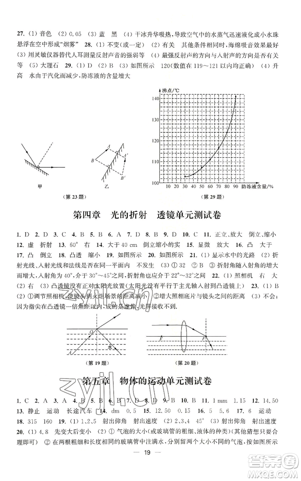 江蘇鳳凰美術出版社2022能力素養(yǎng)與學力提升八年級上冊物理蘇科版參考答案