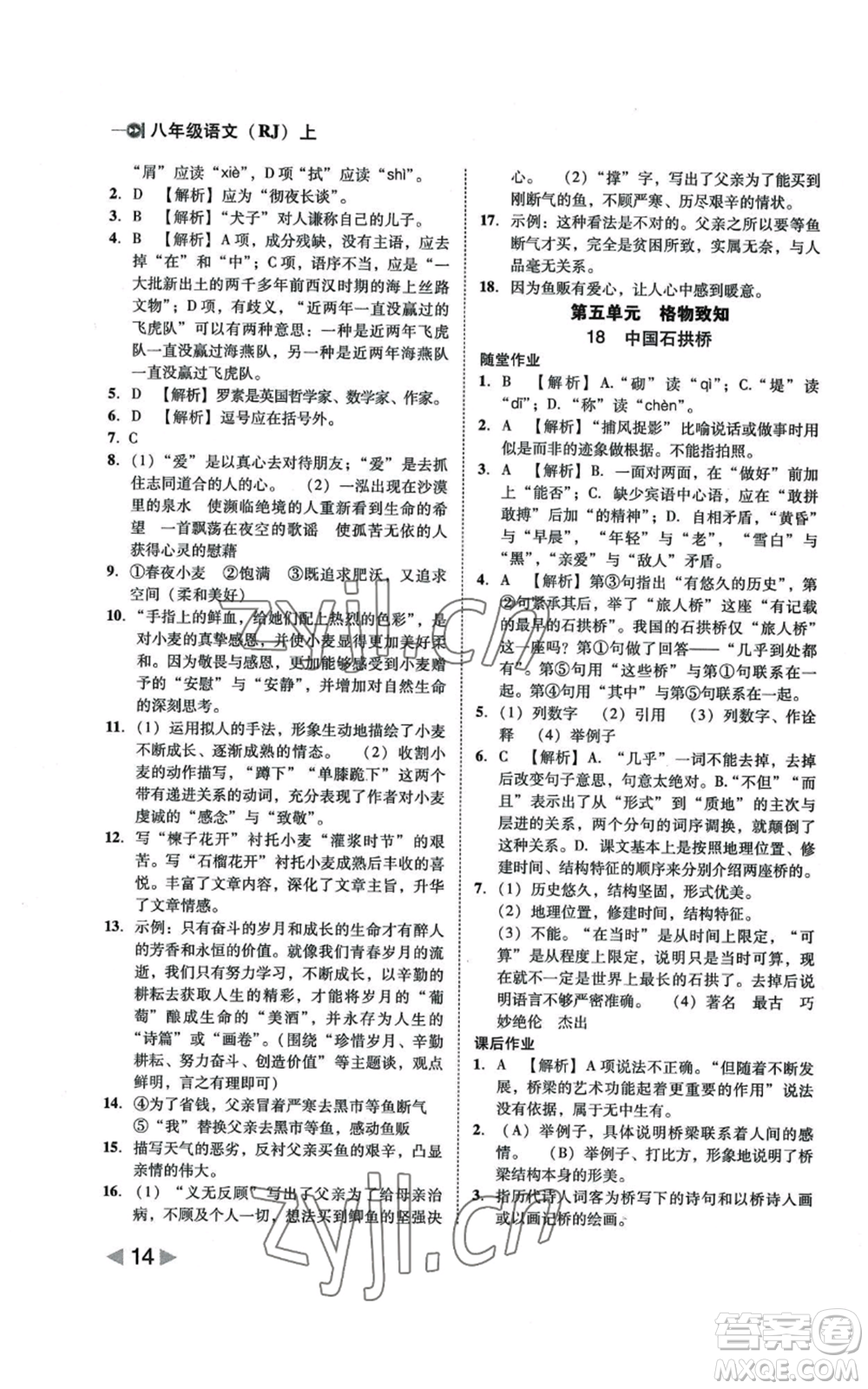 北方婦女兒童出版社2022勝券在握打好基礎作業(yè)本八年級上冊語文人教版參考答案