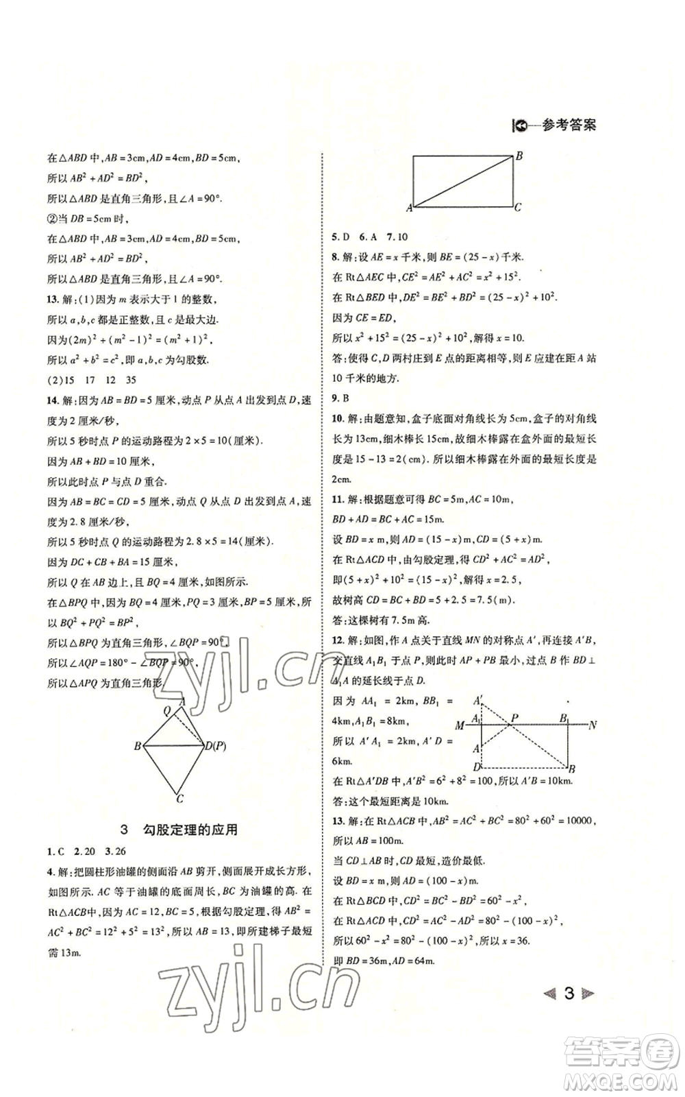 北方婦女兒童出版社2022勝券在握打好基礎(chǔ)作業(yè)本八年級上冊數(shù)學(xué)北師大版參考答案