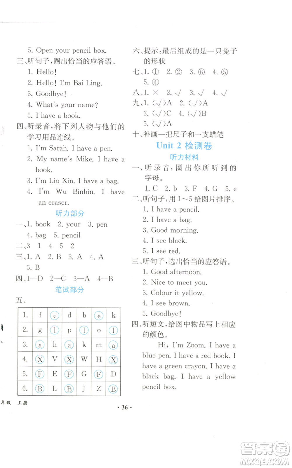 人民教育出版社2022勝券在握同步解析與測評課堂鞏固練習(xí)三年級上冊英語人教版重慶專版參考答案