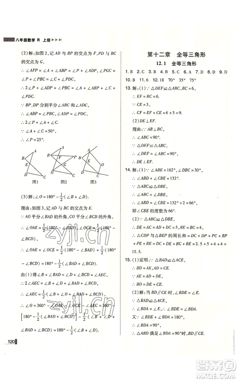 北方婦女兒童出版社2022勝券在握遼寧作業(yè)分層培優(yōu)學(xué)案八年級上冊數(shù)學(xué)人教版參考答案