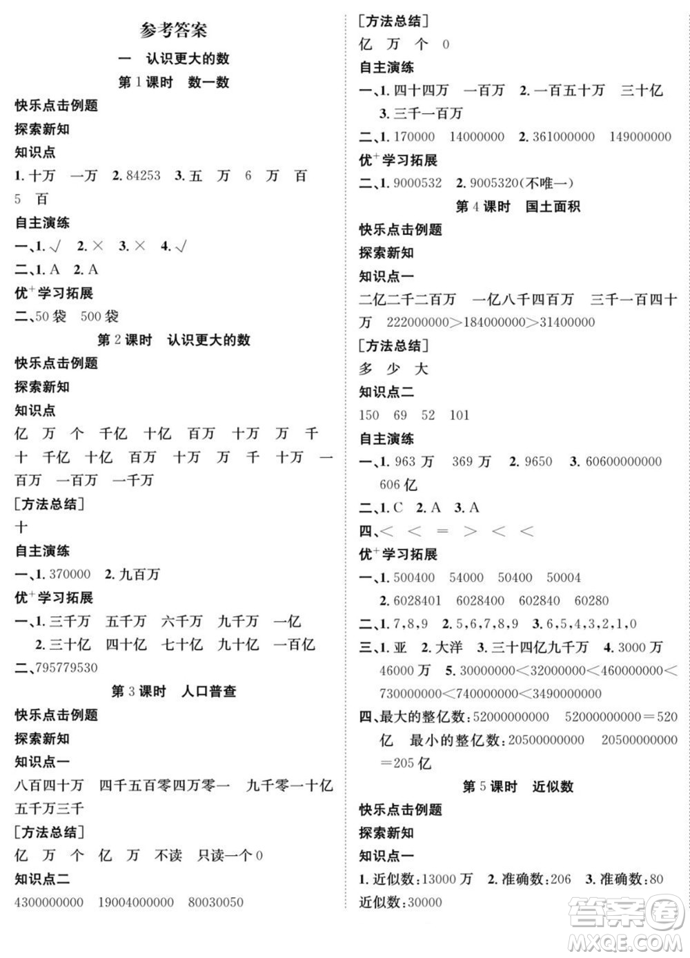 合肥工業(yè)大學(xué)出版社2022快樂學(xué)習(xí)隨堂練數(shù)學(xué)四年級(jí)上冊(cè)BS北師版答案