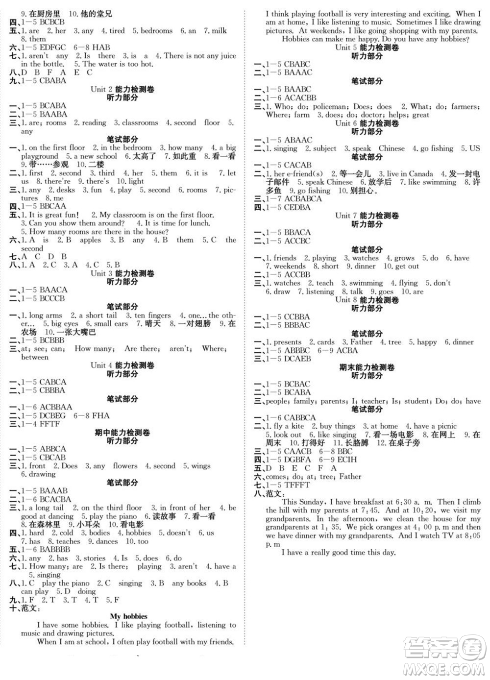 合肥工業(yè)大學(xué)出版社2022快樂學(xué)習(xí)隨堂練英語五年級上冊譯林版答案