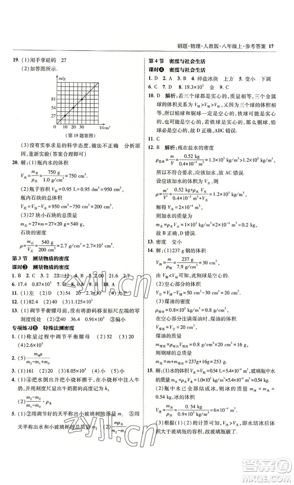 東北師范大學(xué)出版社2022北大綠卡刷題八年級(jí)上冊(cè)物理人教版參考答案