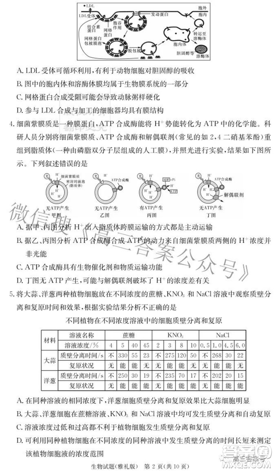 雅禮中學(xué)2023屆高三月考試卷二生物試題及答案