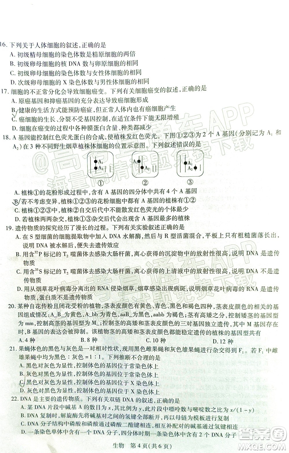 江西穩(wěn)派智慧上進2023屆高三10月統(tǒng)一調研測試生物試題及答案