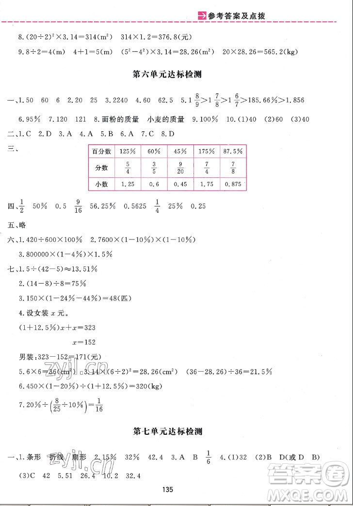 吉林教育出版社2022三維數(shù)字課堂數(shù)學(xué)六年級上冊人教版答案