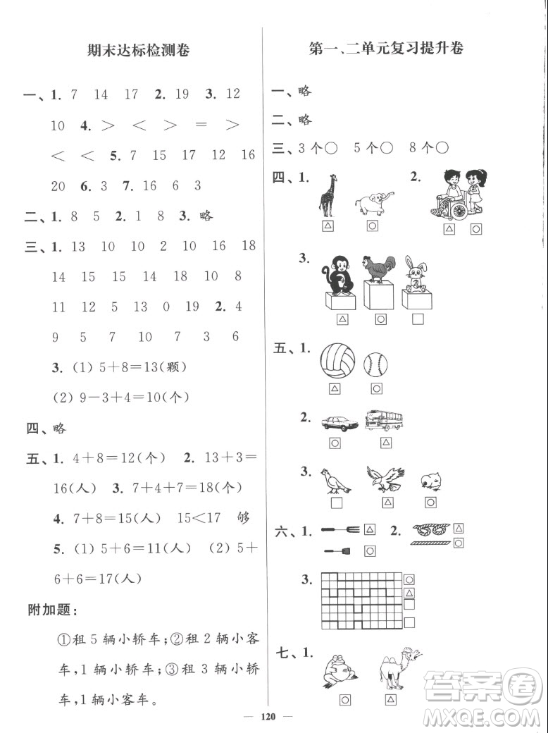 延邊大學(xué)出版社2022秋江蘇好卷一年級數(shù)學(xué)上冊蘇教版答案