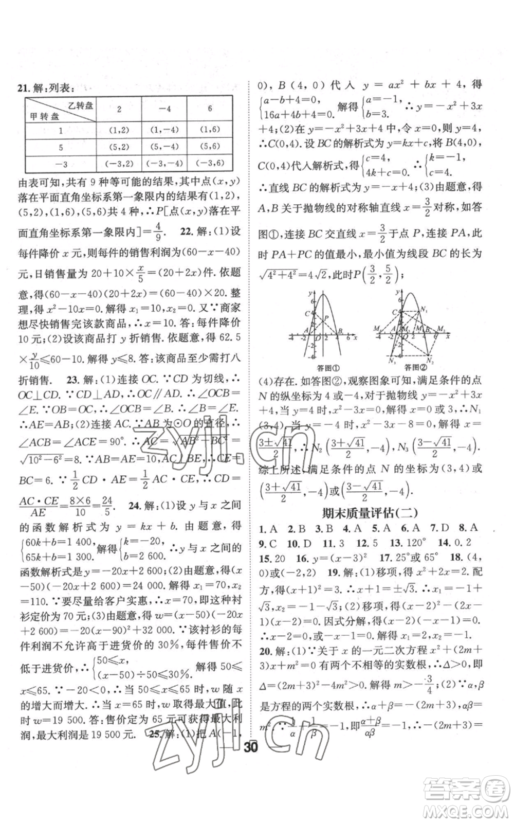 江西教育出版社2022精英新課堂三點分層作業(yè)九年級上冊數(shù)學(xué)人教版參考答案