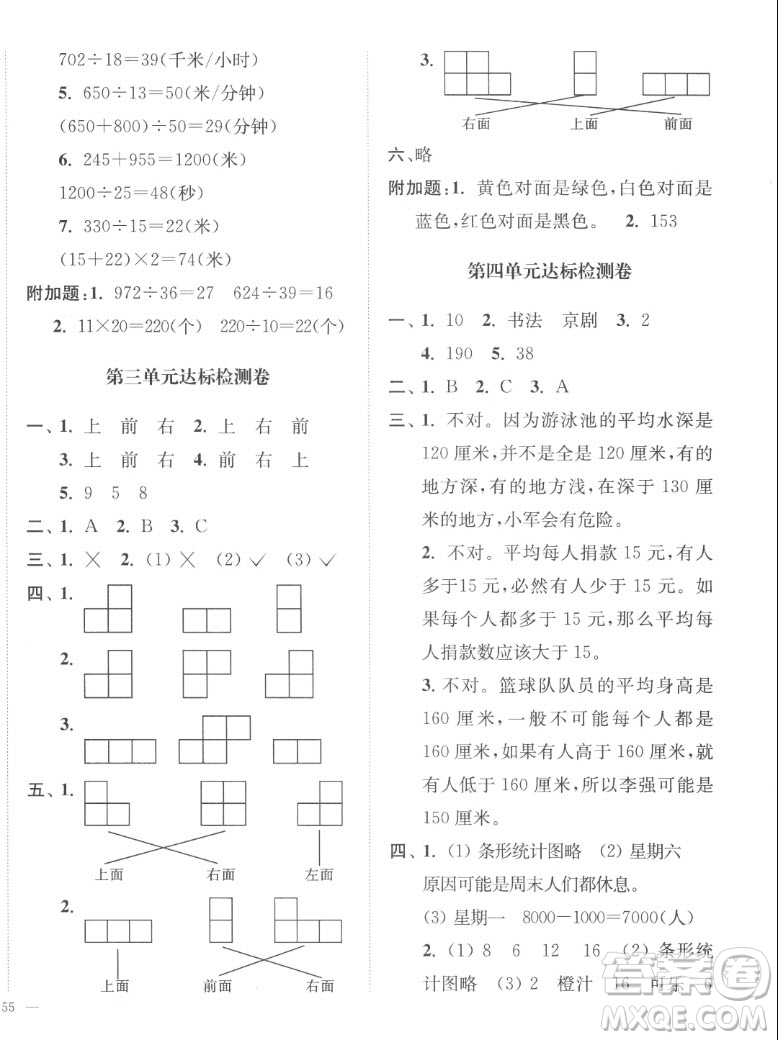 延邊大學(xué)出版社2022秋江蘇好卷四年級(jí)數(shù)學(xué)上冊(cè)蘇教版答案