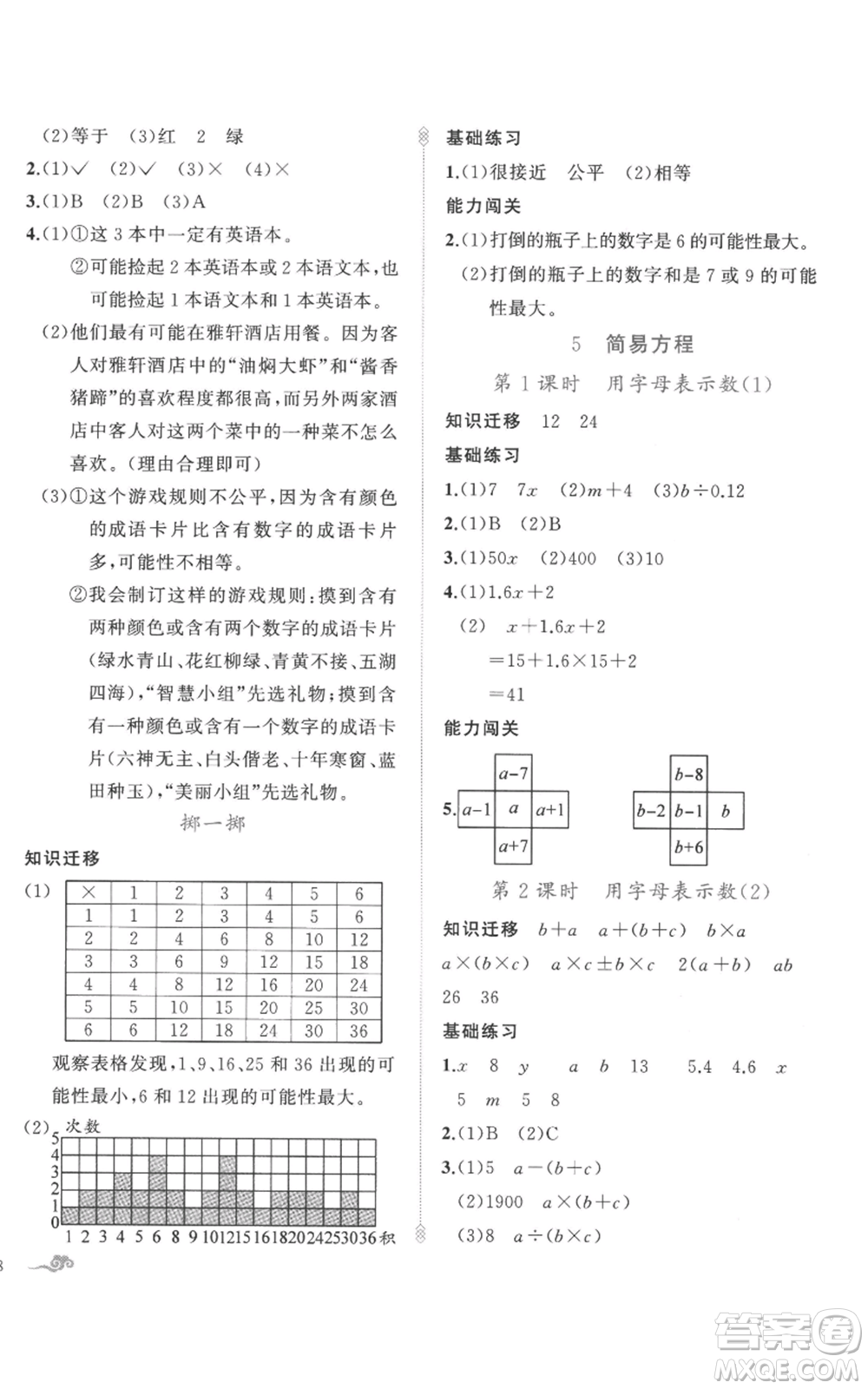 新疆青少年出版社2022黃岡金牌之路練闖考五年級(jí)上冊(cè)數(shù)學(xué)人教版參考答案