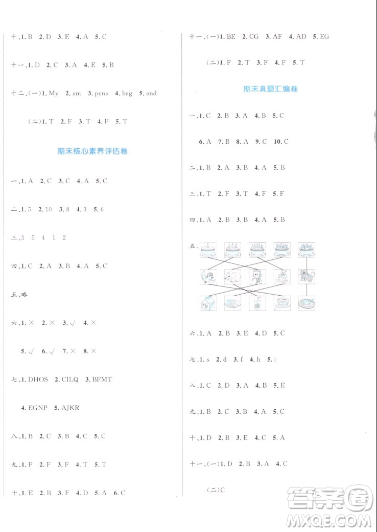 沈陽出版社2022秋黃岡名卷三年級上冊英語人教版參考答案