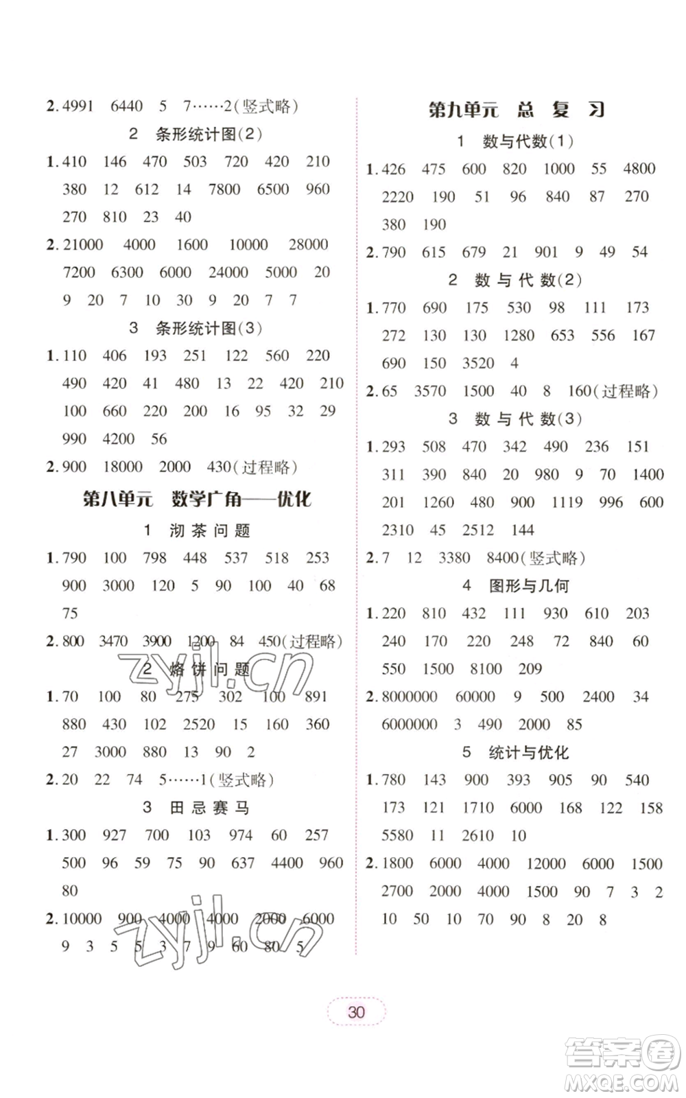 廣東人民出版社2022完美學(xué)案四年級(jí)上冊(cè)數(shù)學(xué)人教版參考答案