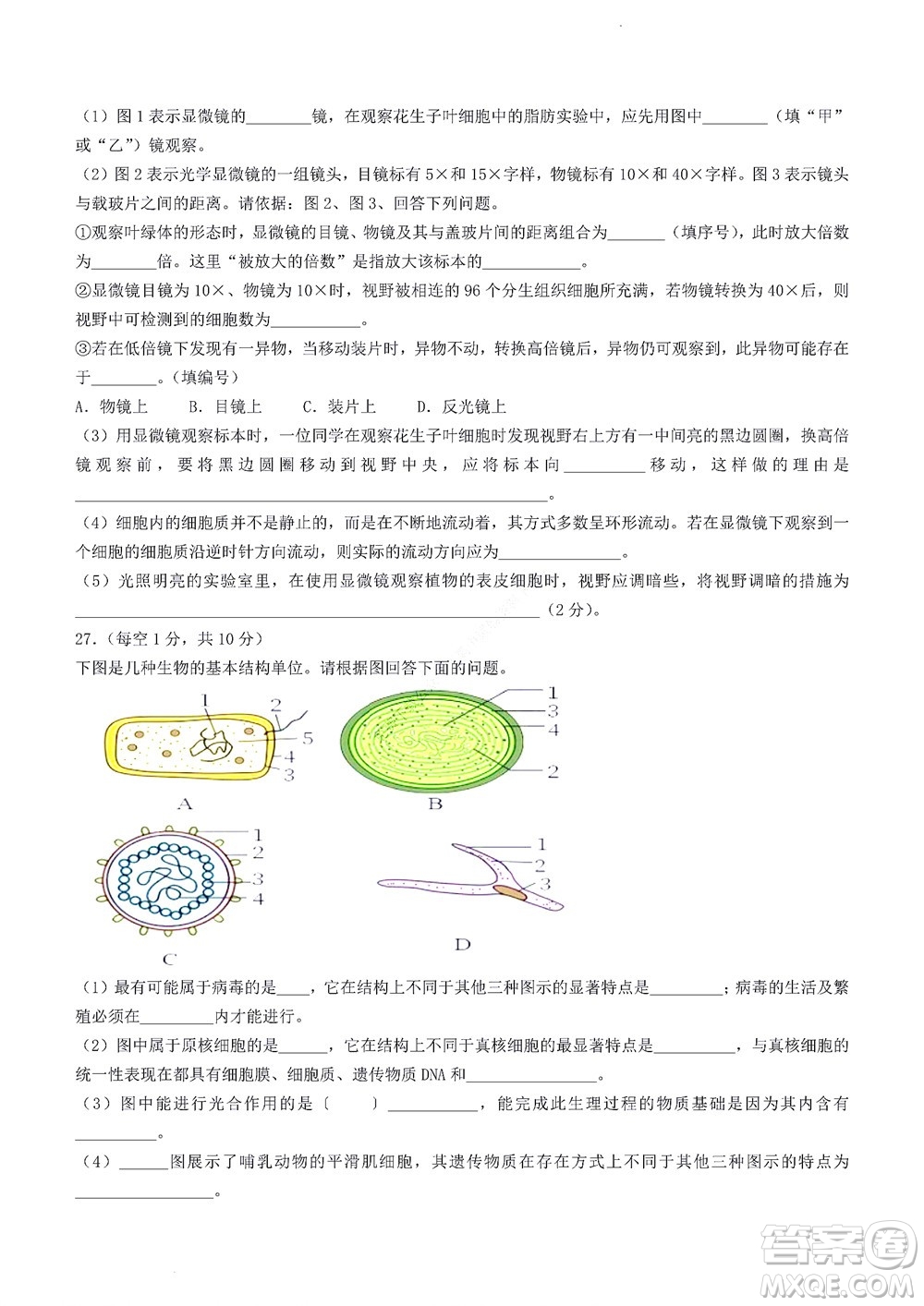 2022年山東省學(xué)情空間區(qū)域教研共同體高一10月份聯(lián)考生物試題及答案