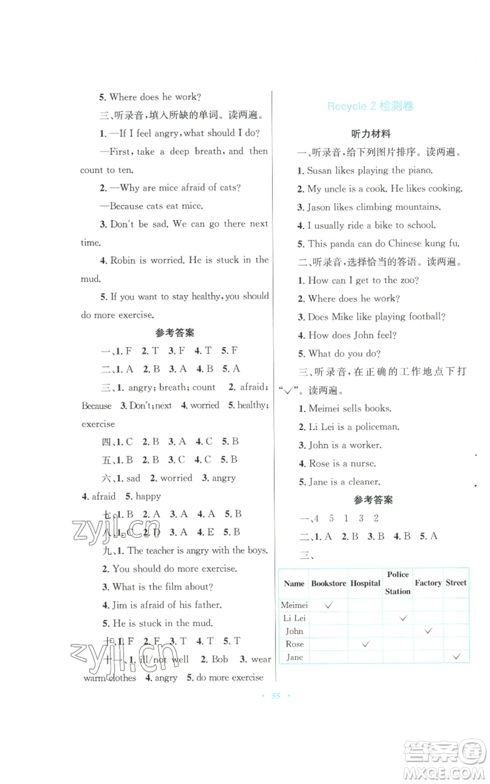 青海人民出版社2022快樂(lè)練練吧同步練習(xí)六年級(jí)上冊(cè)三年級(jí)起點(diǎn)英語(yǔ)人教版青海專(zhuān)版參考答案