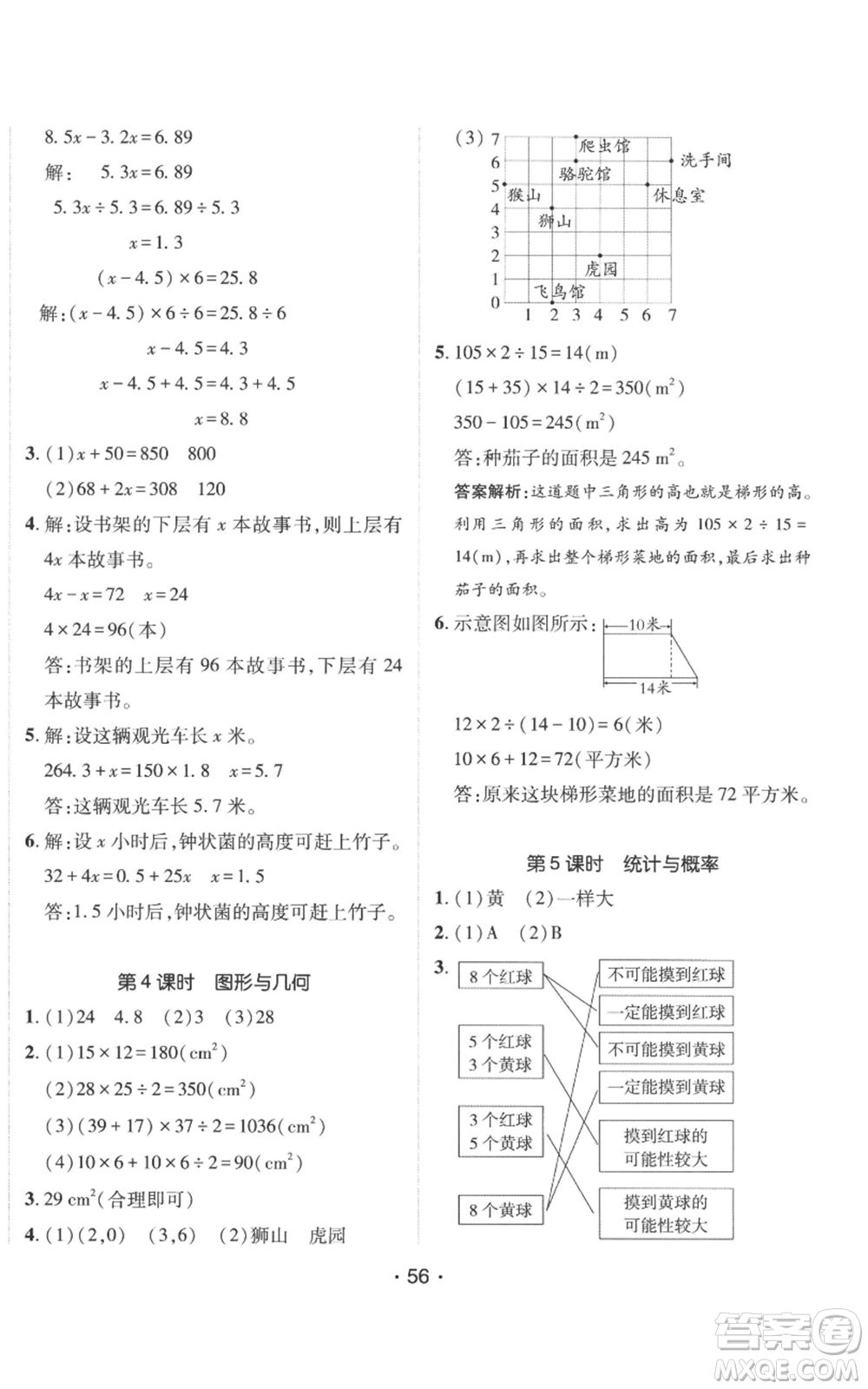 新疆青少年出版社2022同行課課100分過關(guān)作業(yè)五年級上冊數(shù)學(xué)人教版參考答案