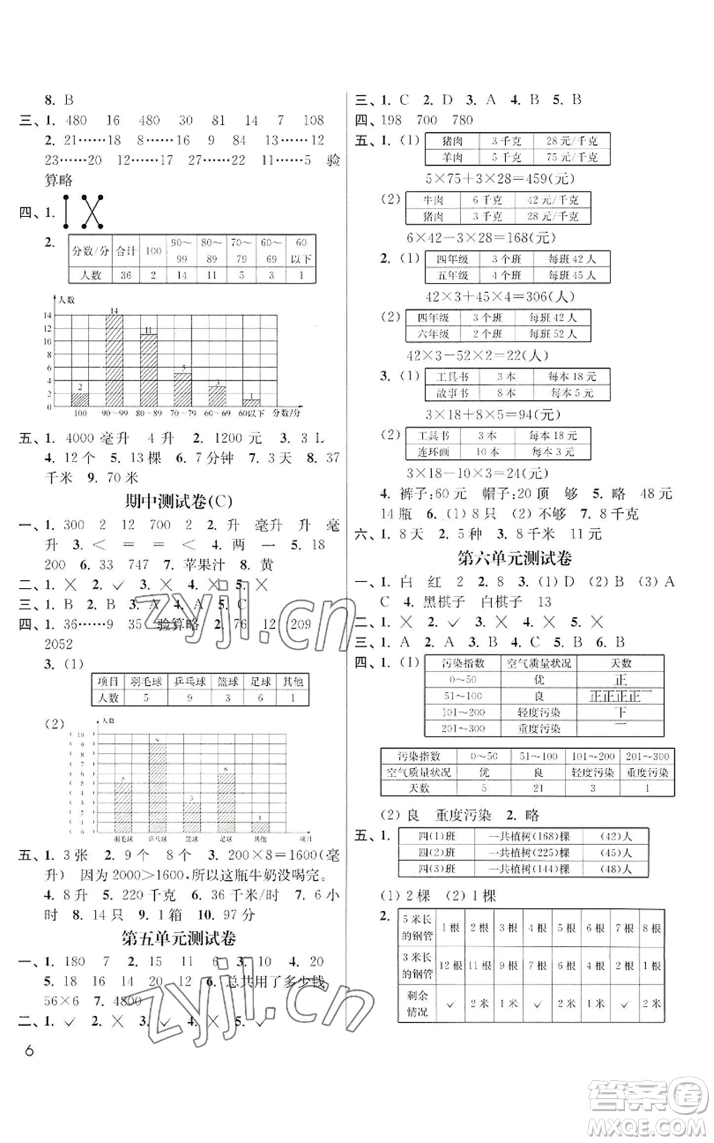 東南大學出版社2022金3練四年級上冊數(shù)學江蘇版參考答案