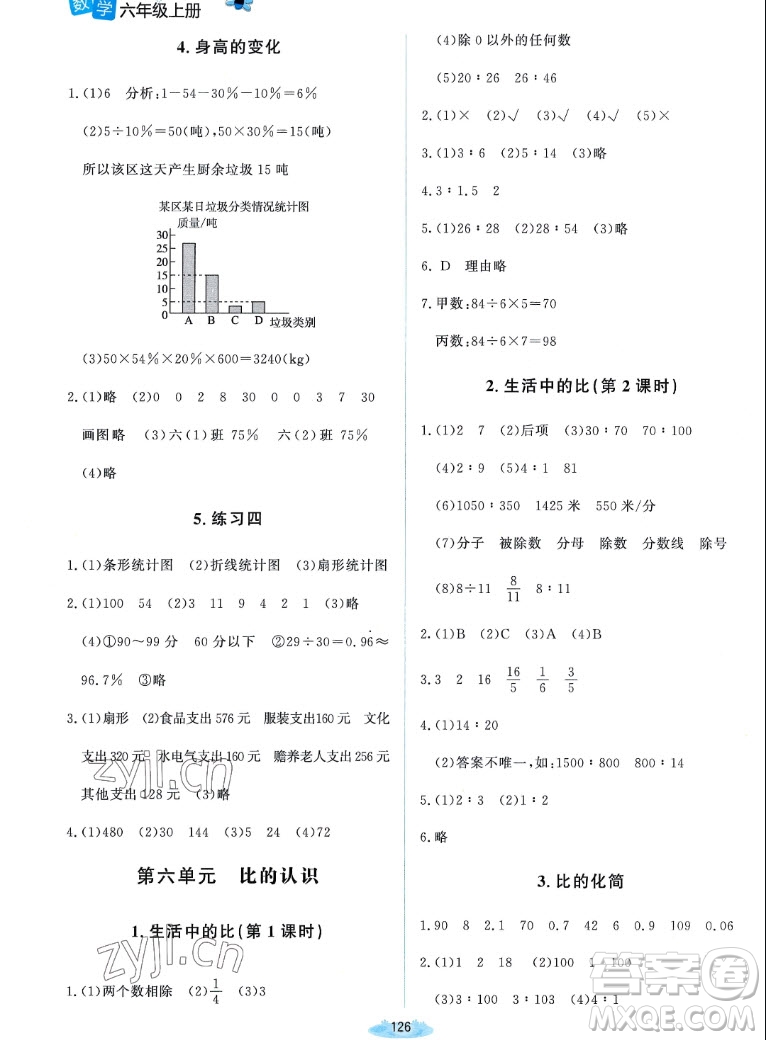 北京師范大學出版社2022秋課堂精練數(shù)學六年級上冊北師大版雙色版答案