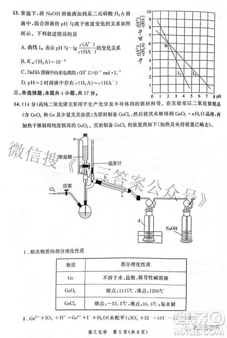 河北省2023屆高三年級(jí)大數(shù)據(jù)應(yīng)用調(diào)研聯(lián)合測(cè)評(píng)化學(xué)試題及答案