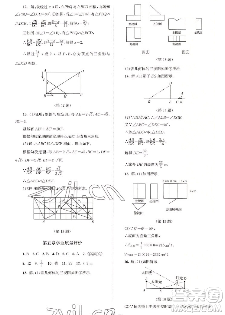 北京師范大學(xué)出版社2022秋課堂精練數(shù)學(xué)九年級上冊北師大版山西專版答案