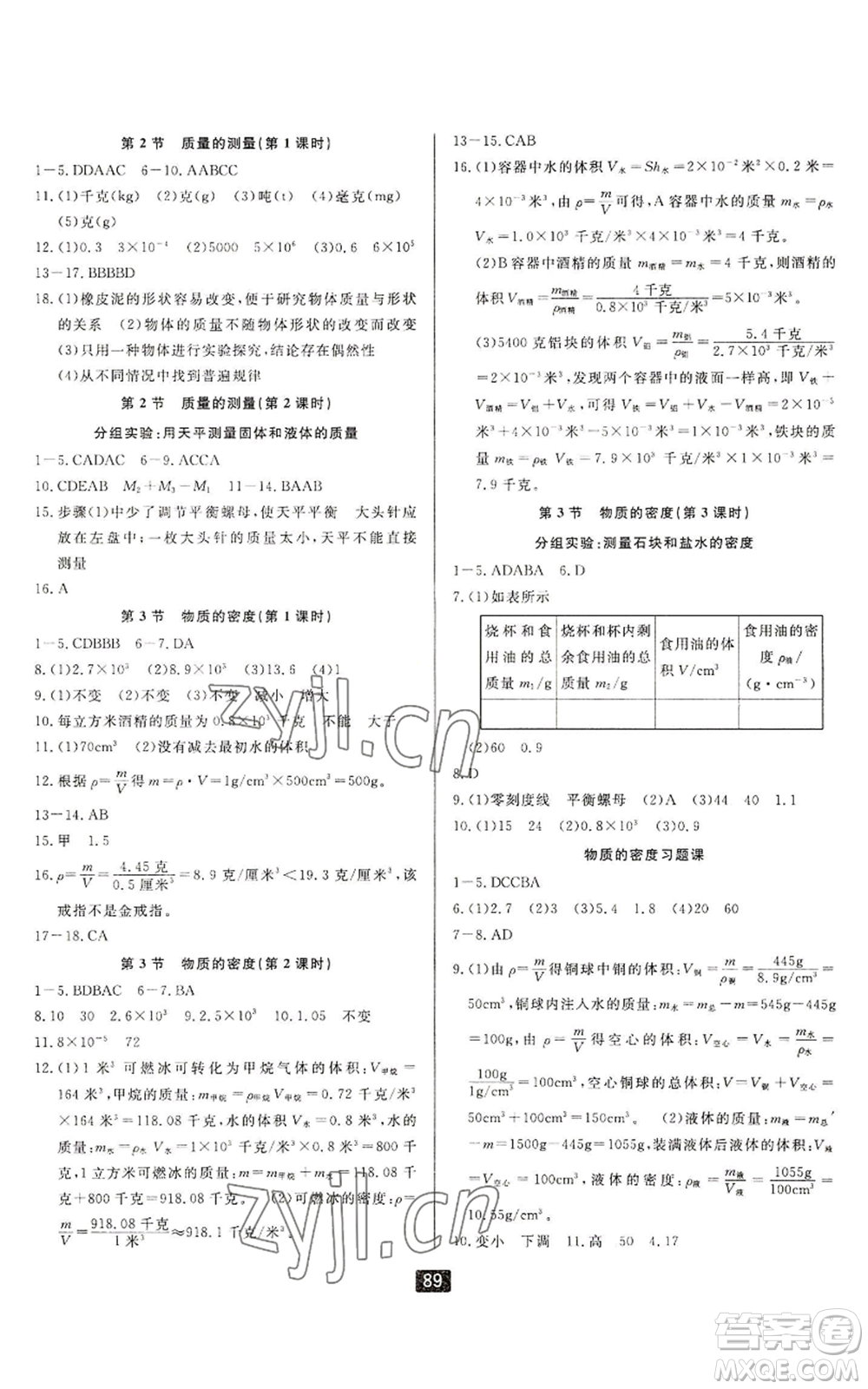 延邊人民出版社2022勵(lì)耘書(shū)業(yè)勵(lì)耘新同步七年級(jí)上冊(cè)科學(xué)浙教版A本參考答案