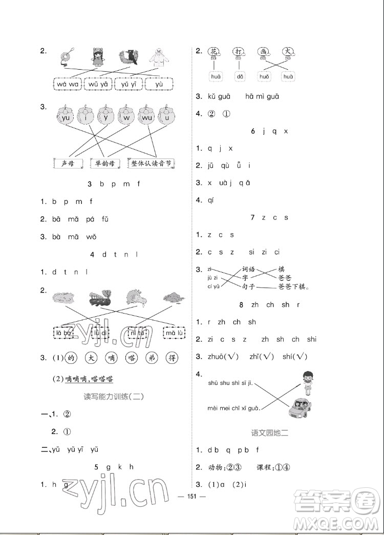 山東科學(xué)技術(shù)出版社2022秋新思維伴你學(xué)一年級上冊語文人教版答案