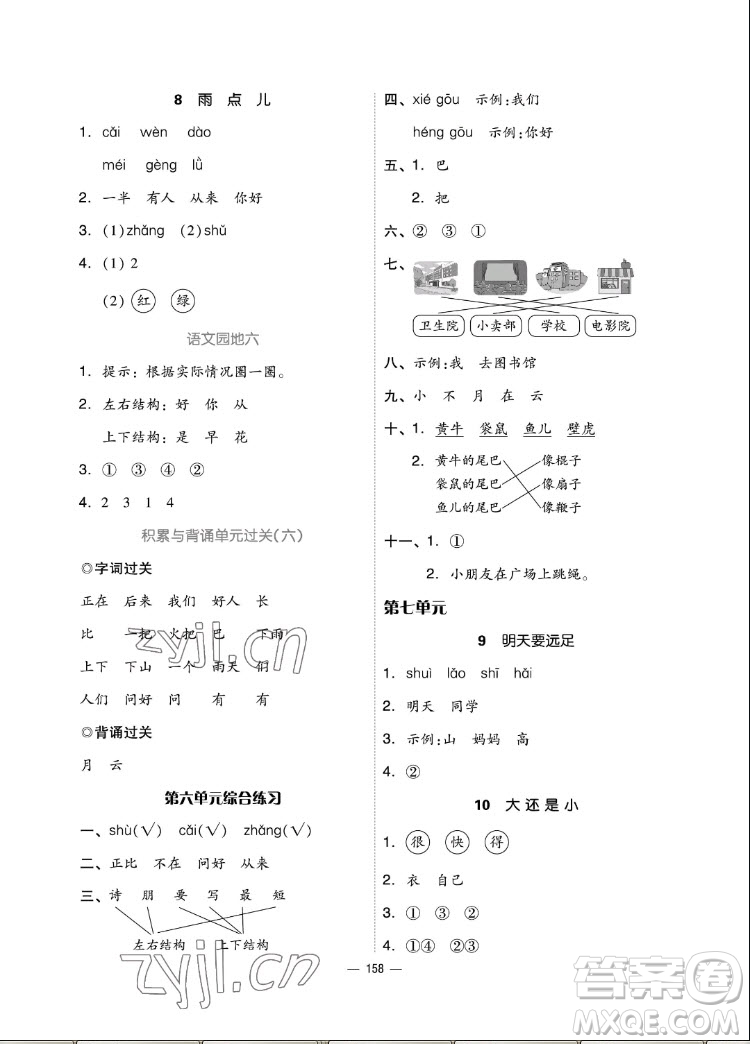 山東科學(xué)技術(shù)出版社2022秋新思維伴你學(xué)一年級上冊語文人教版答案