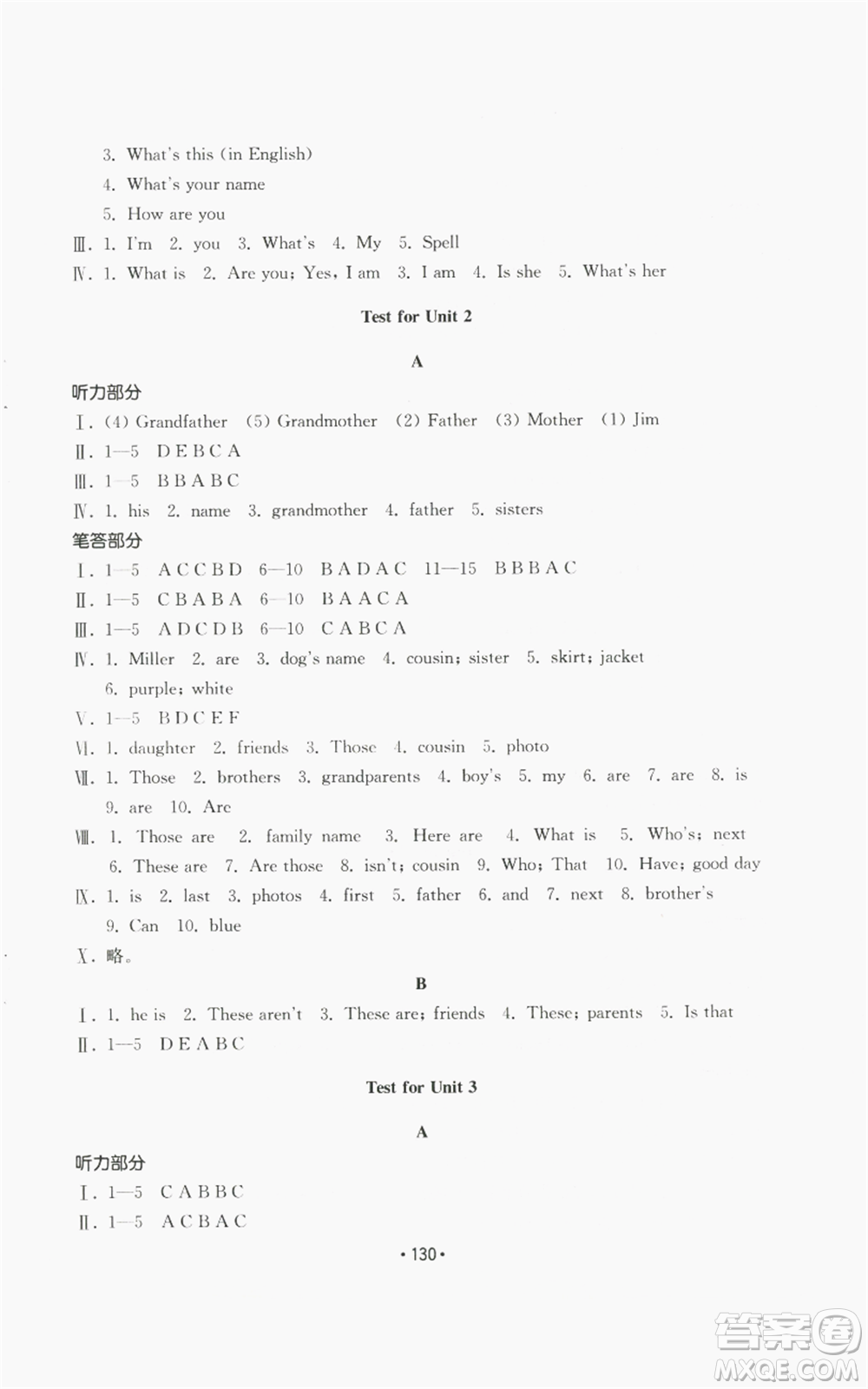 山東教育出版社2022初中基礎(chǔ)訓(xùn)練七年級(jí)上冊(cè)英語(yǔ)人教版參考答案