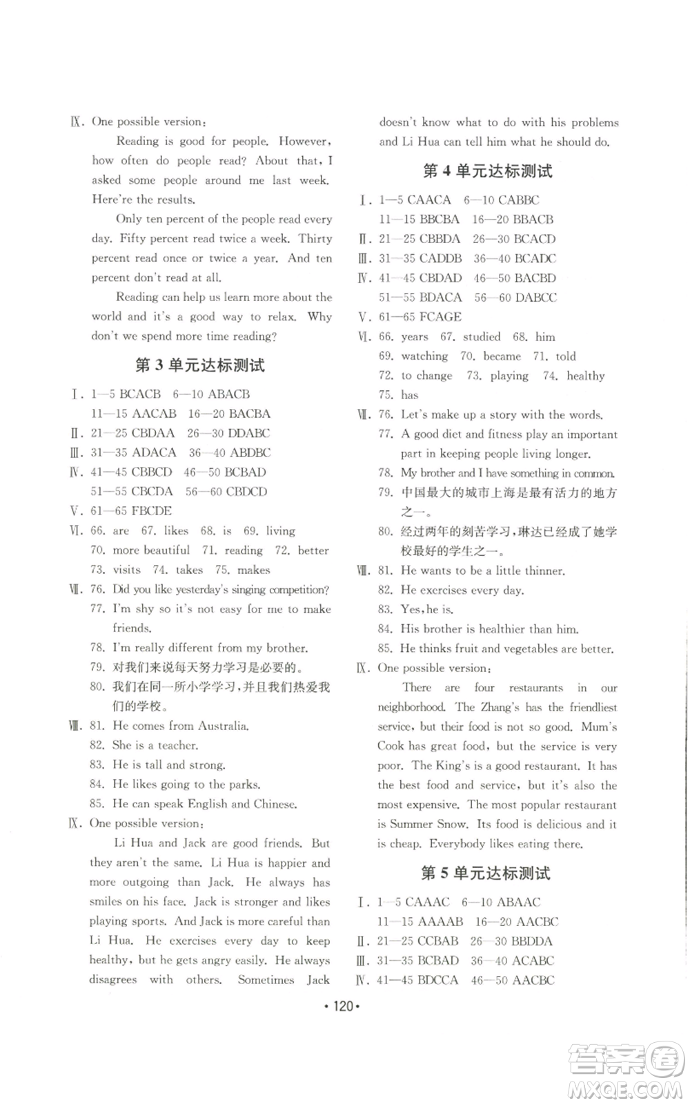 山東教育出版社2022初中基礎(chǔ)訓(xùn)練八年級(jí)上冊(cè)英語(yǔ)人教版參考答案