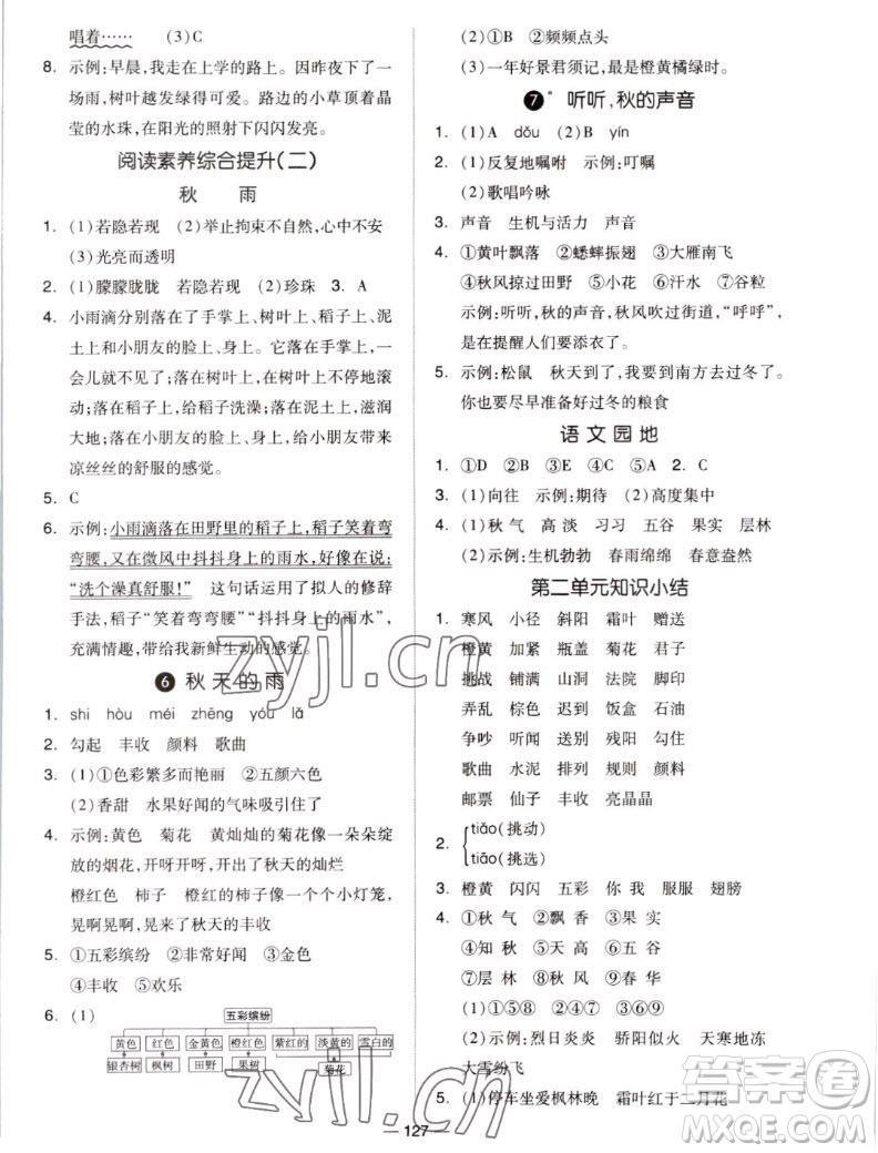 山東科學(xué)技術(shù)出版社2022秋新思維伴你學(xué)測(cè)試卷三年級(jí)上冊(cè)語(yǔ)文人教版答案