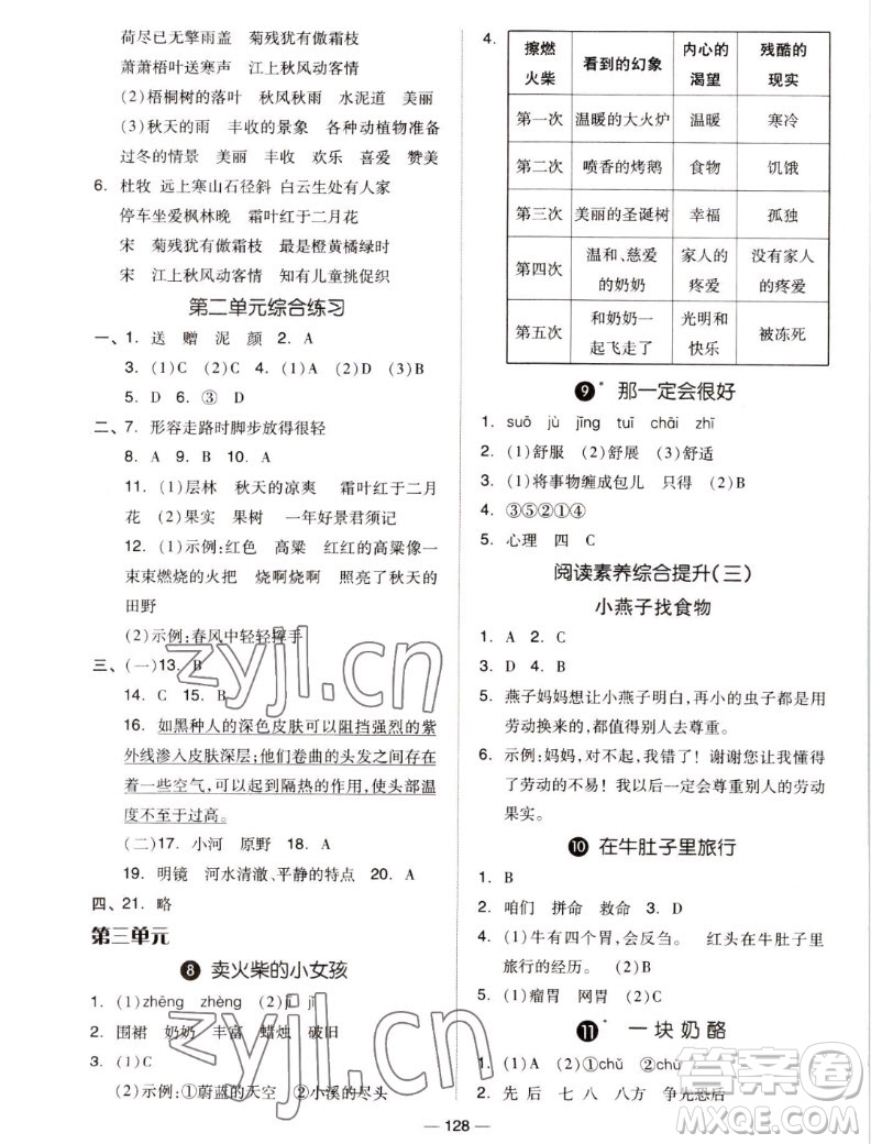 山東科學(xué)技術(shù)出版社2022秋新思維伴你學(xué)測(cè)試卷三年級(jí)上冊(cè)語(yǔ)文人教版答案