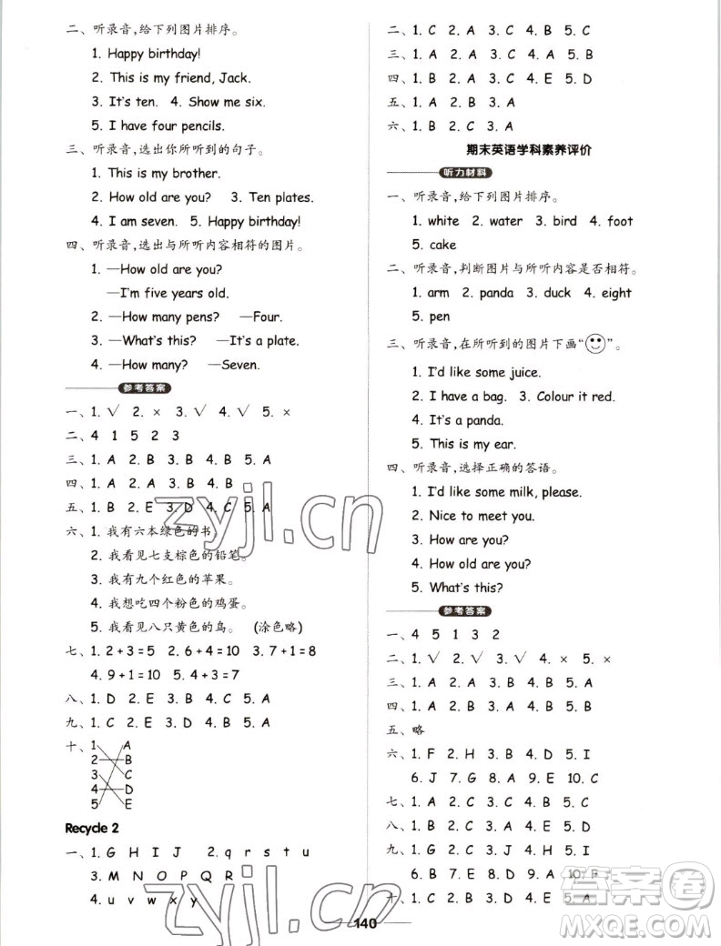 山東科學(xué)技術(shù)出版社2022秋新思維伴你學(xué)測試卷三年級上冊英語人教版答案