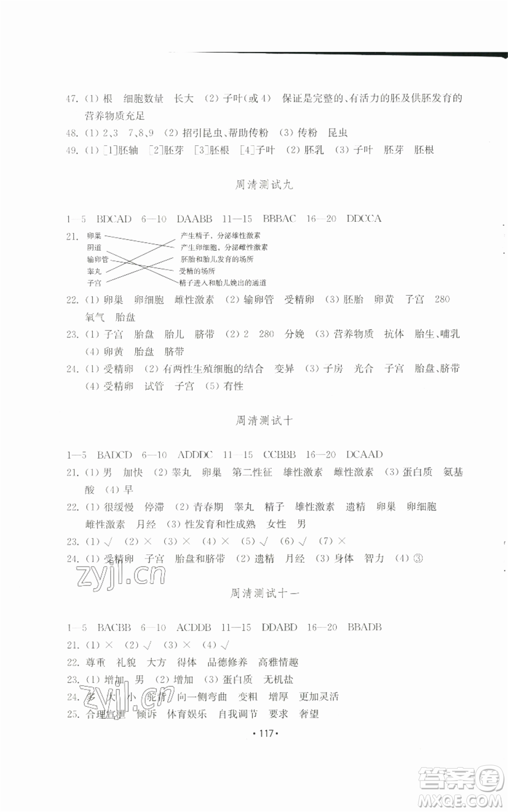 山東教育出版社2022初中基礎(chǔ)訓(xùn)練八年級上冊生物學(xué)人教版參考答案