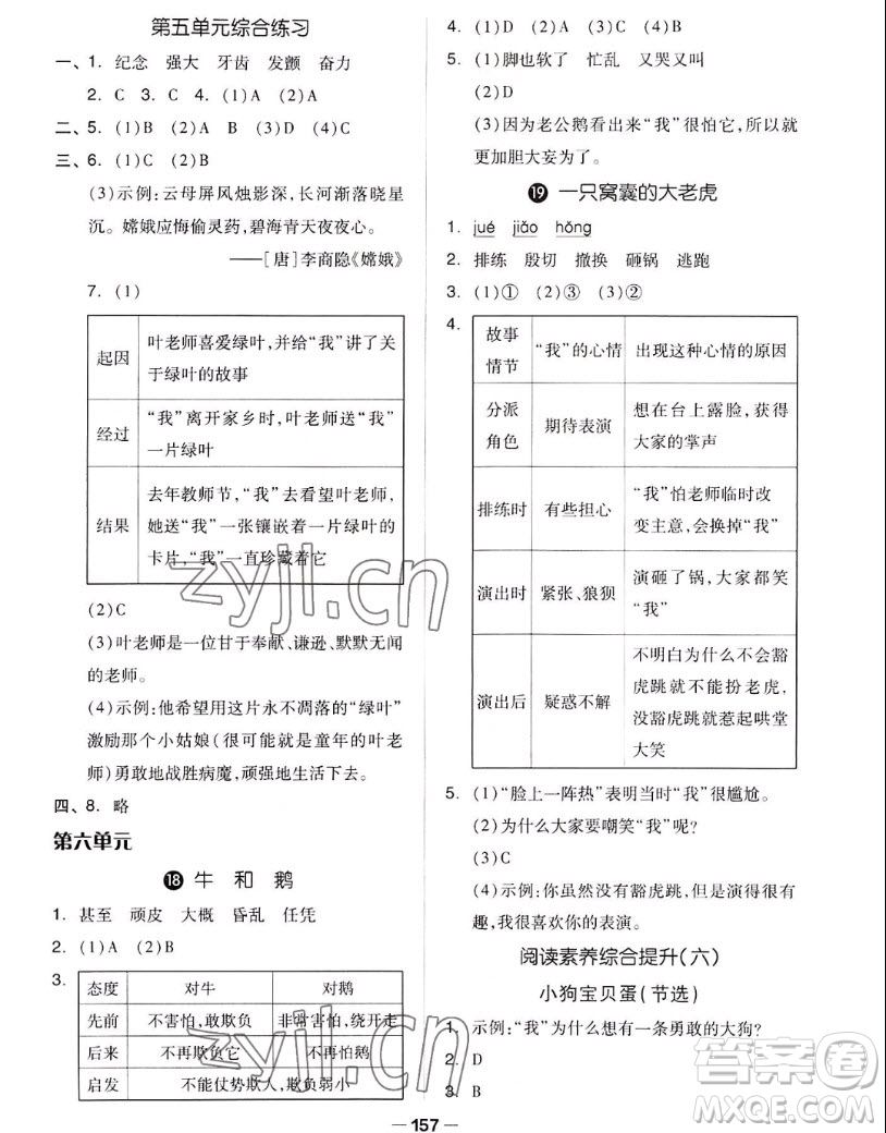 山東科學(xué)技術(shù)出版社2022秋新思維伴你學(xué)四年級(jí)上冊(cè)語文人教版答案