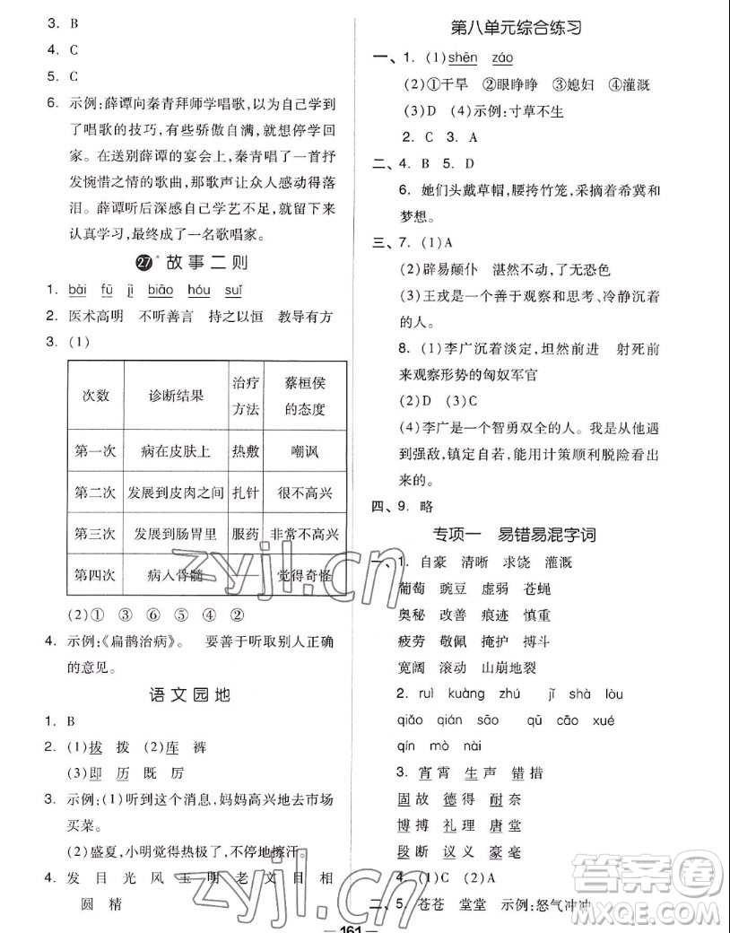 山東科學(xué)技術(shù)出版社2022秋新思維伴你學(xué)四年級(jí)上冊(cè)語文人教版答案