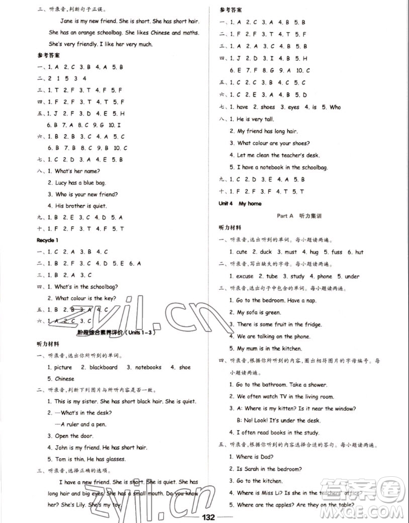 山東科學(xué)技術(shù)出版社2022秋新思維伴你學(xué)測試卷四年級上冊英語人教版答案