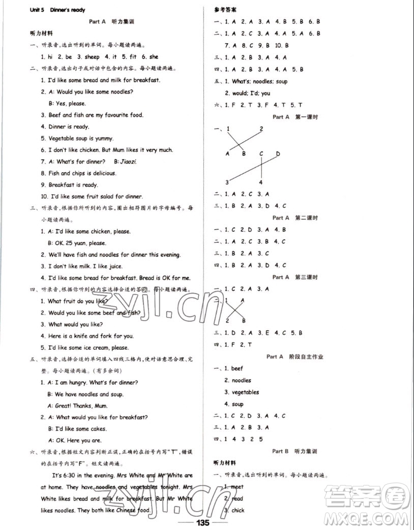 山東科學(xué)技術(shù)出版社2022秋新思維伴你學(xué)測試卷四年級上冊英語人教版答案