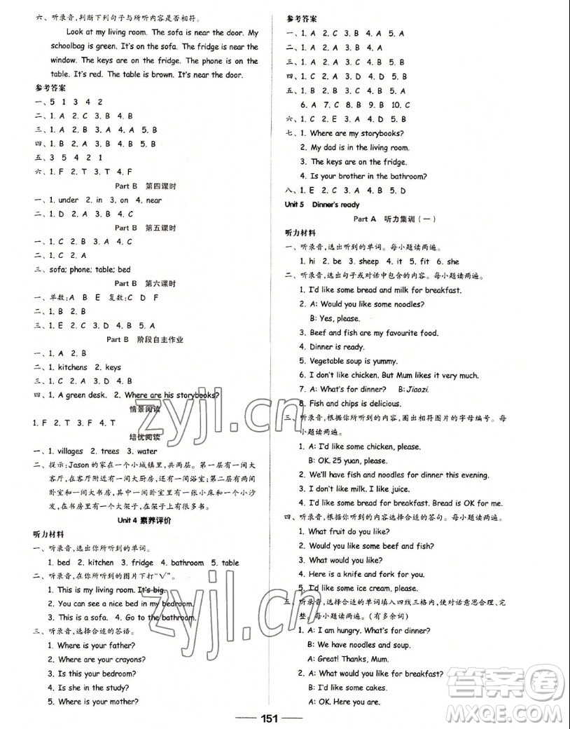 山東科學(xué)技術(shù)出版社2022秋新思維伴你學(xué)四年級(jí)上冊(cè)英語(yǔ)人教版答案