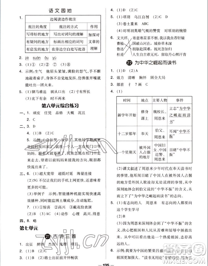 山東科學(xué)技術(shù)出版社2022秋新思維伴你學(xué)測(cè)試卷四年級(jí)上冊(cè)語(yǔ)文人教版答案