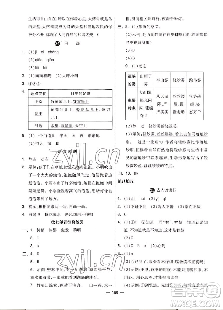 山東科學(xué)技術(shù)出版社2022秋新思維伴你學(xué)五年級上冊語文人教版答案