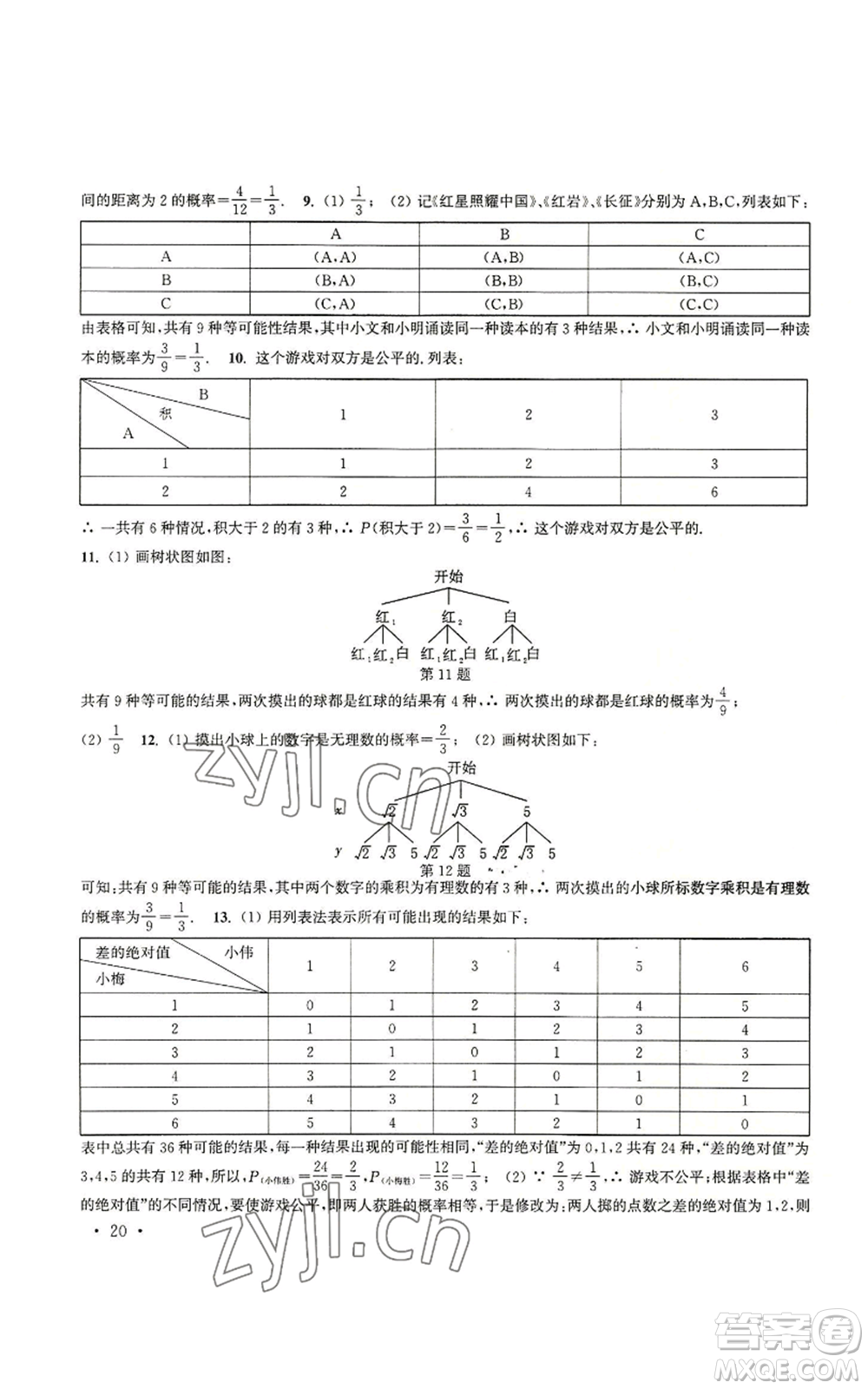 安徽人民出版社2022高效精練九年級上冊數(shù)學(xué)蘇科版參考答案