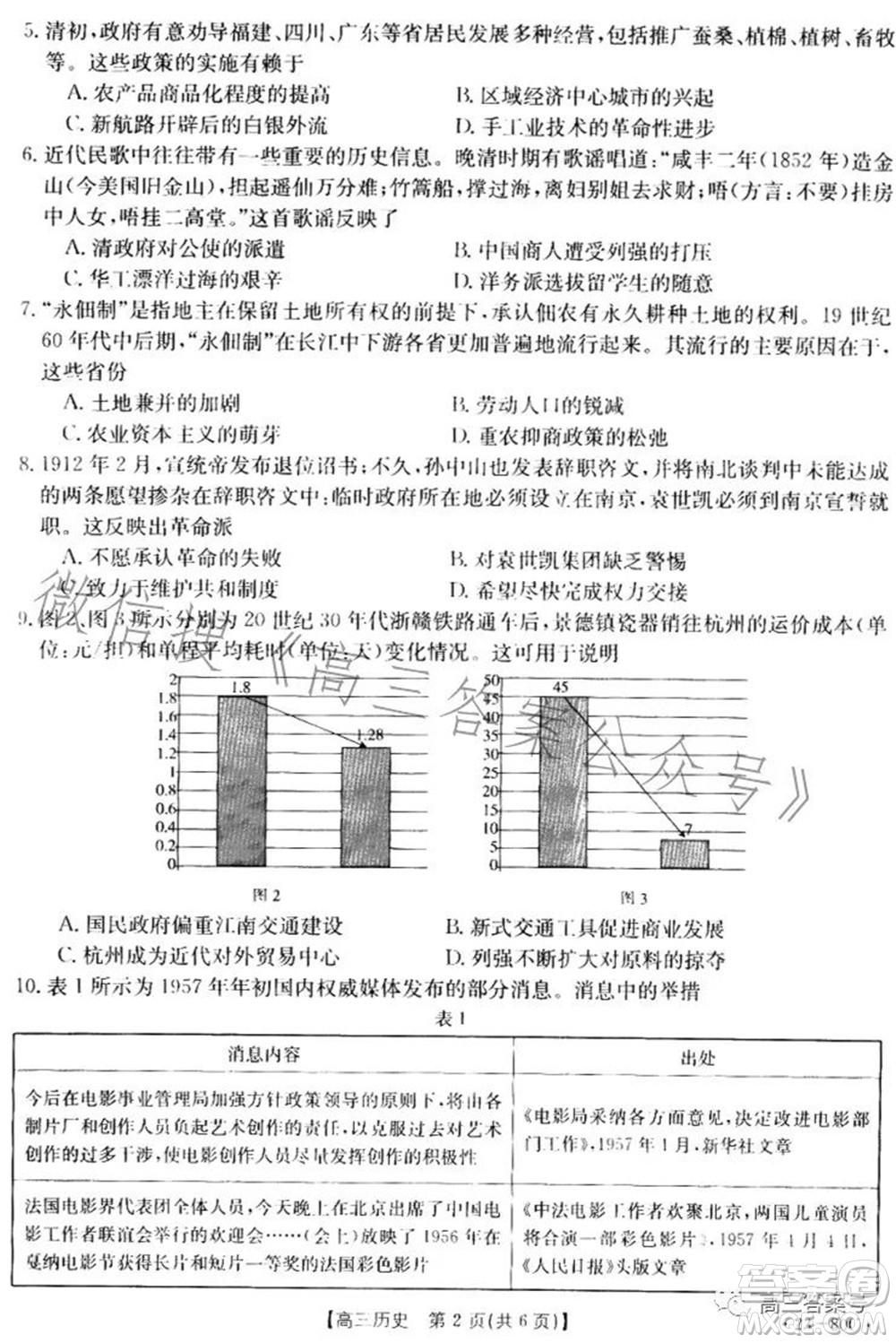 湛江市2023屆高中畢業(yè)班調(diào)研測試歷史試題及答案