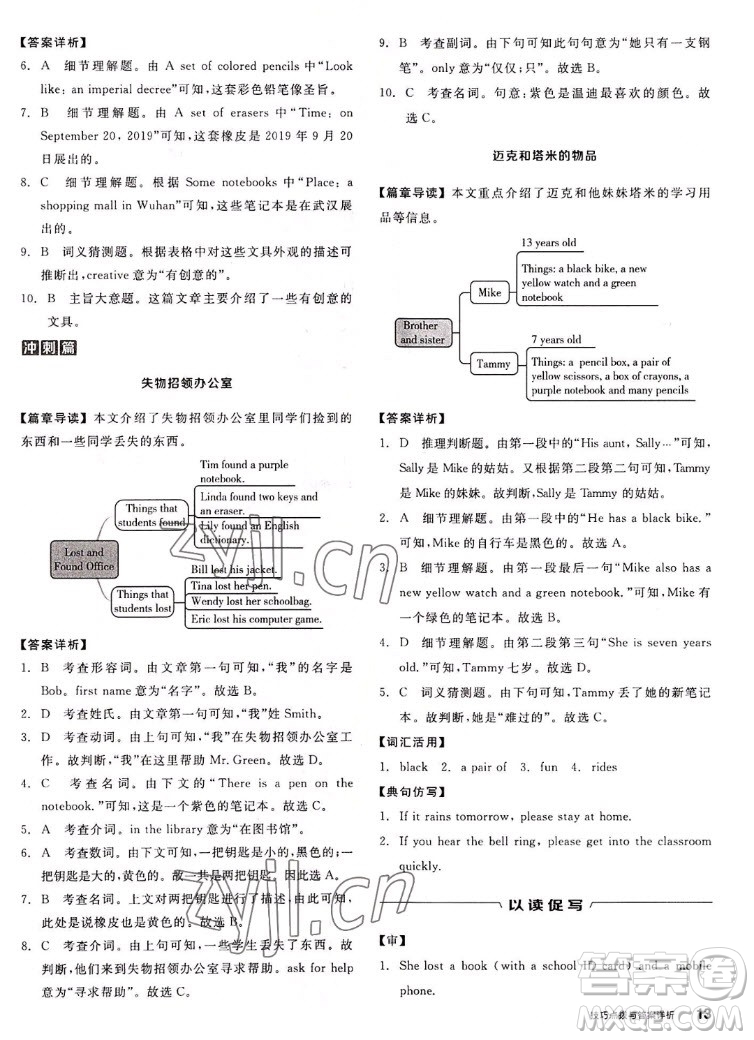 陽光出版社2022秋練就優(yōu)等生英語七年級上冊RJ人教版答案