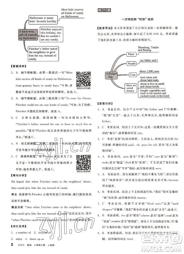 陽(yáng)光出版社2022秋練就優(yōu)等生英語(yǔ)八年級(jí)上冊(cè)RJ人教版答案