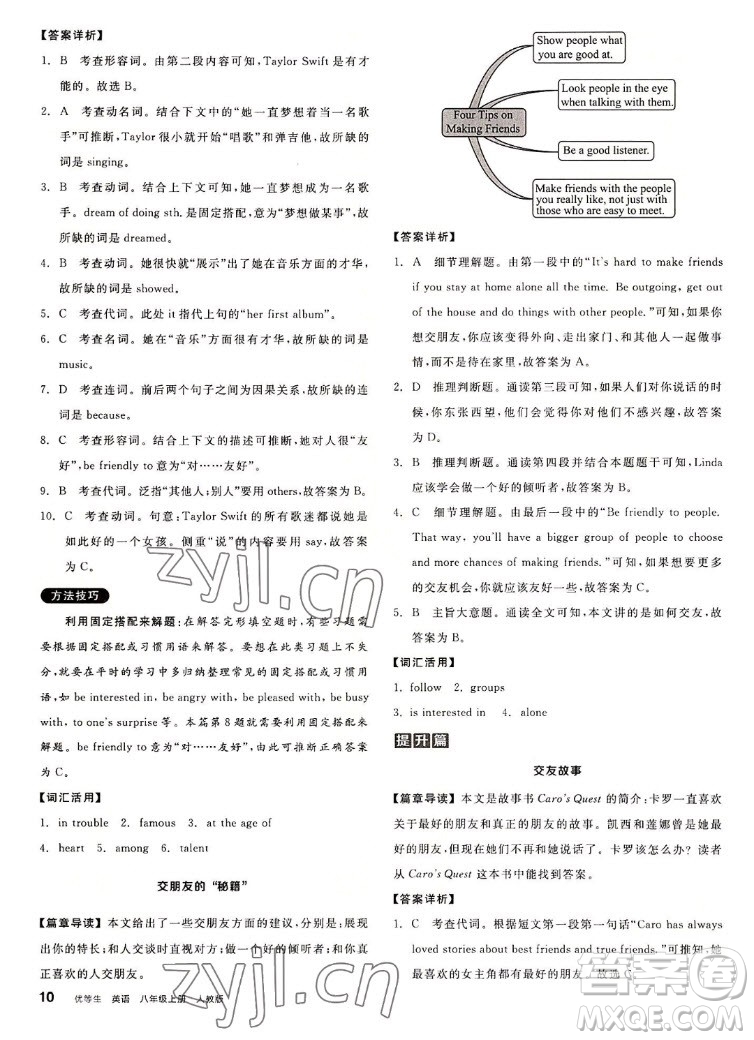 陽(yáng)光出版社2022秋練就優(yōu)等生英語(yǔ)八年級(jí)上冊(cè)RJ人教版答案