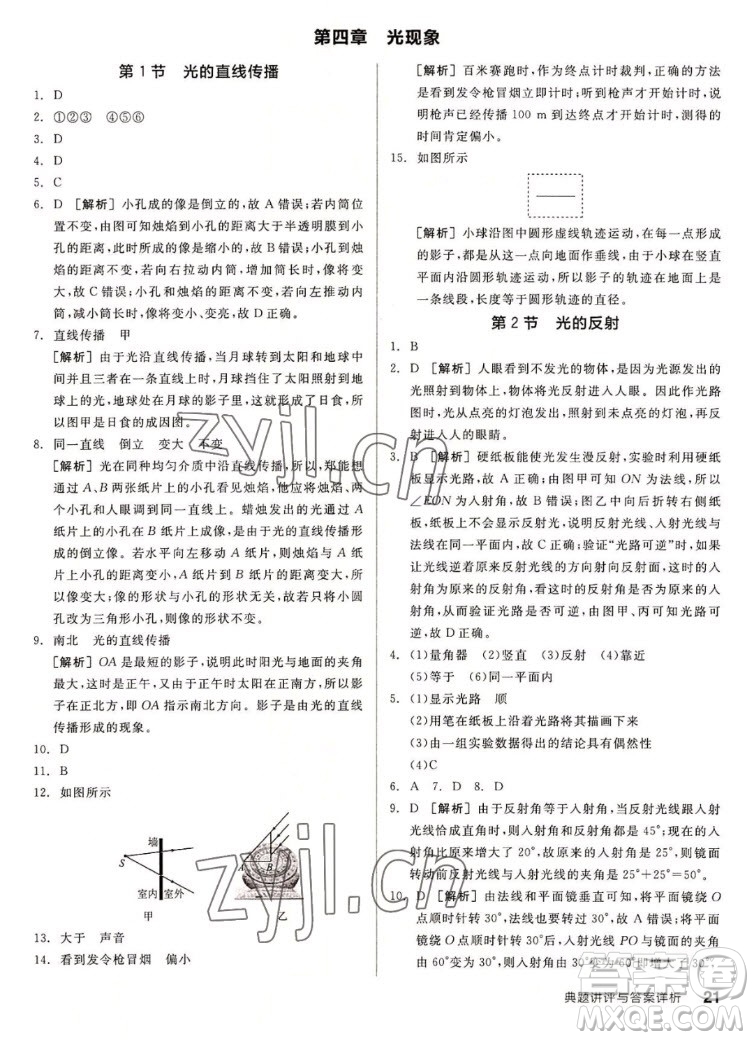 陽(yáng)光出版社2022秋練就優(yōu)等生同步作業(yè)數(shù)學(xué)八年級(jí)上冊(cè)RJ人教版答案