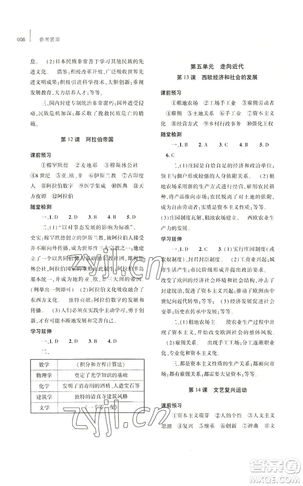 大象出版社2022基礎(chǔ)訓(xùn)練九年級上冊歷史人教版參考答案