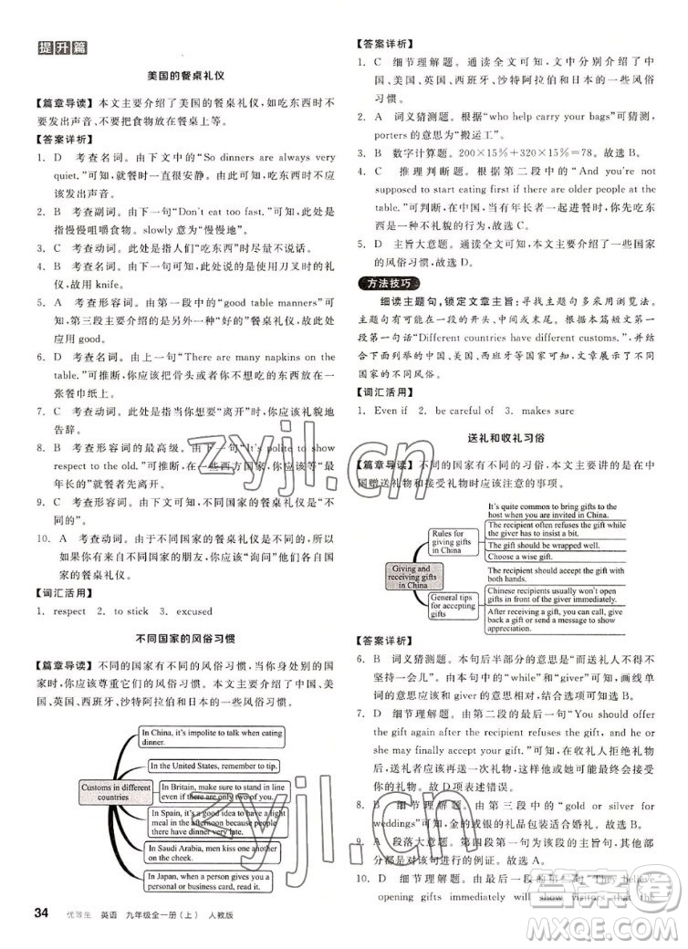 陽光出版社2022秋練就優(yōu)等生同步作業(yè)英語九年級全一冊上RJ人教版答案