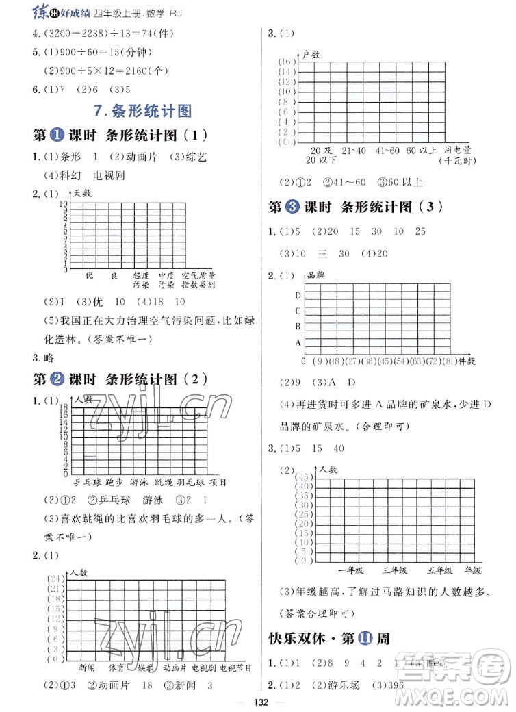 南方出版社2022秋季練出好成績(jī)四年級(jí)上冊(cè)數(shù)學(xué)人教版參考答案